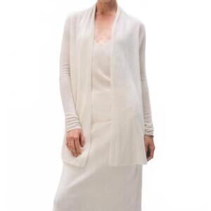 NEW WHITE + WARREN cashmere trapeze cardigan in soft white